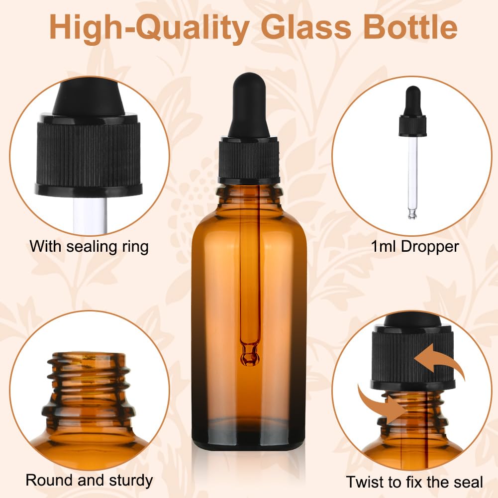 6 Flaconi Contagocce In Vetro Marrone 50ml - Bottiglie Con Pipette Per Oli Essenziali, Profumi E Aromaterapia - Foto 13