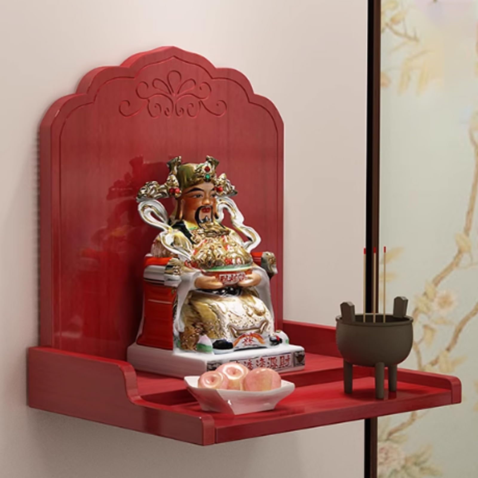 Autel de table compact en bambou pour organiser vos rituels Pooja