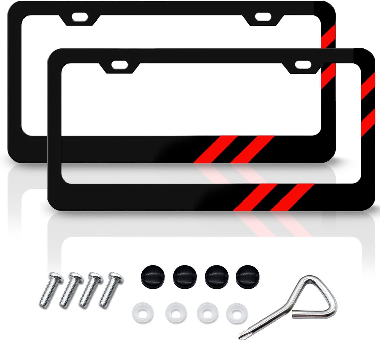 2 PCS Matte License Plate Frames Aluminum Alloy License Plate Cover Holder fits for All Universal License Plate Covers Accessories for Front and Rear Car Tags