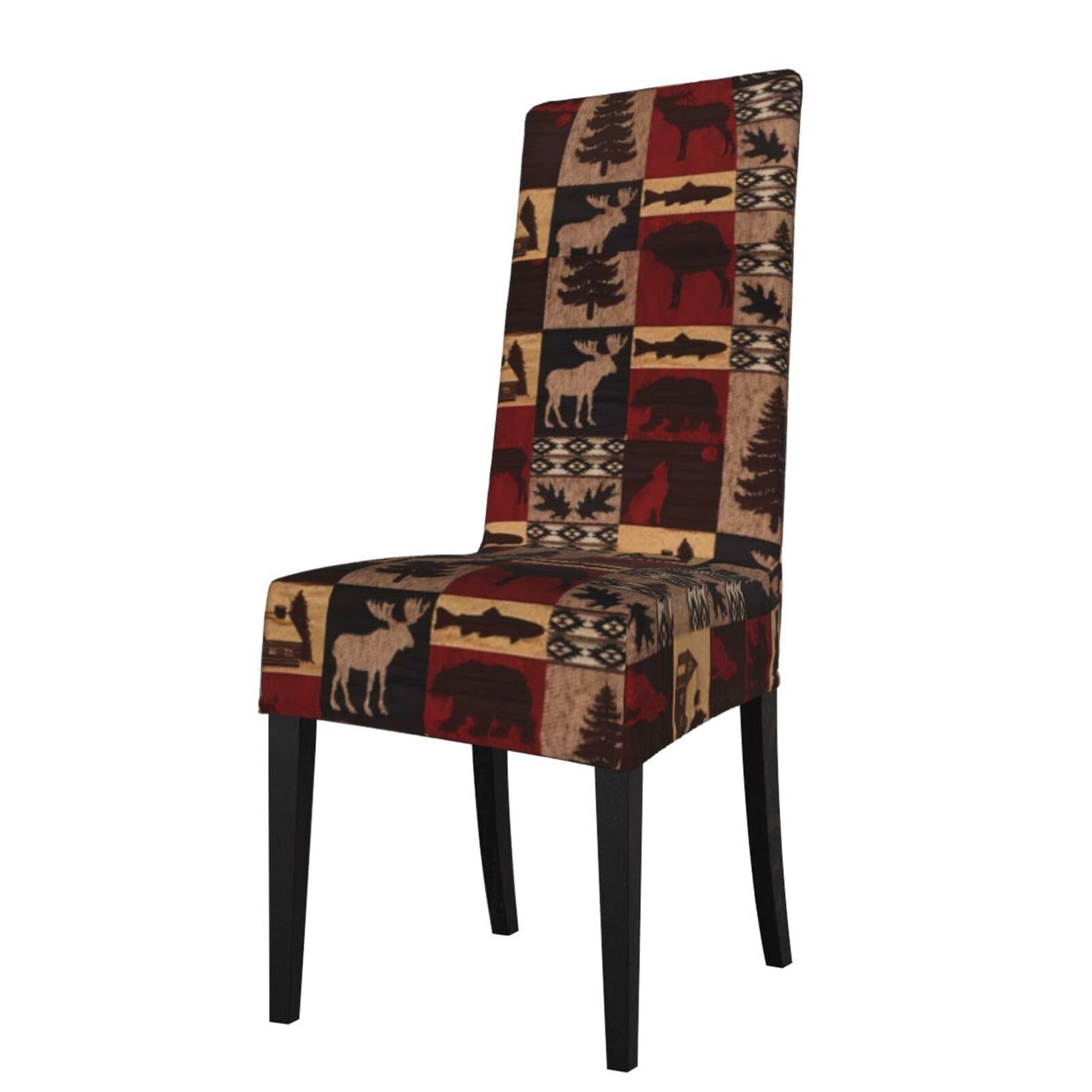 YYHHAOFA Lodge Bear Deer Fish Prints Protection Cover for Dining Chair - Stretch Slipcovers, Easy Refresh for Your Dining Room & Event Decor