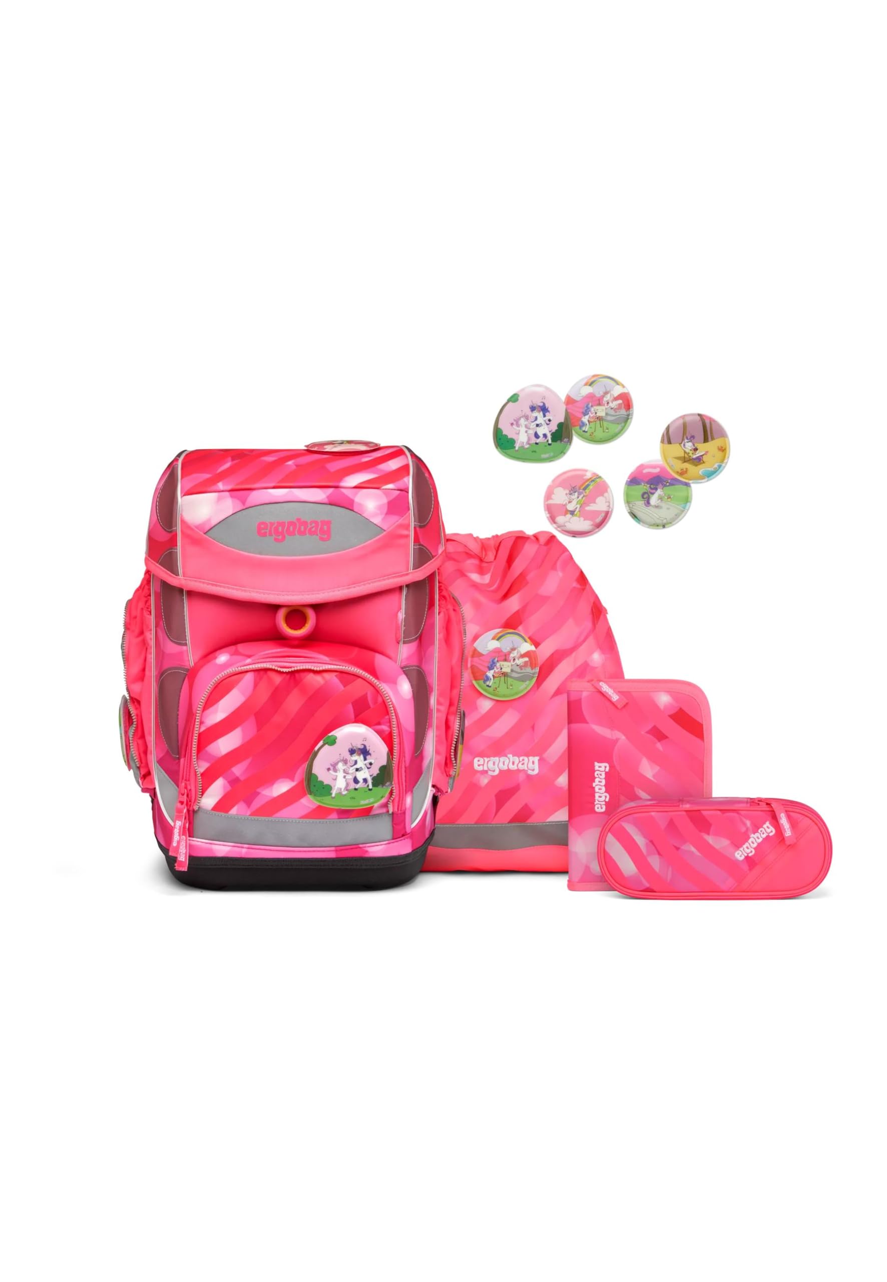 ergobag cubo Set ergonomischer Schulrucksack Klassisch 5-teilig 1. Klasse Grundschule, Mehrfarbig (Mehrfarbig), Einheitsgröße