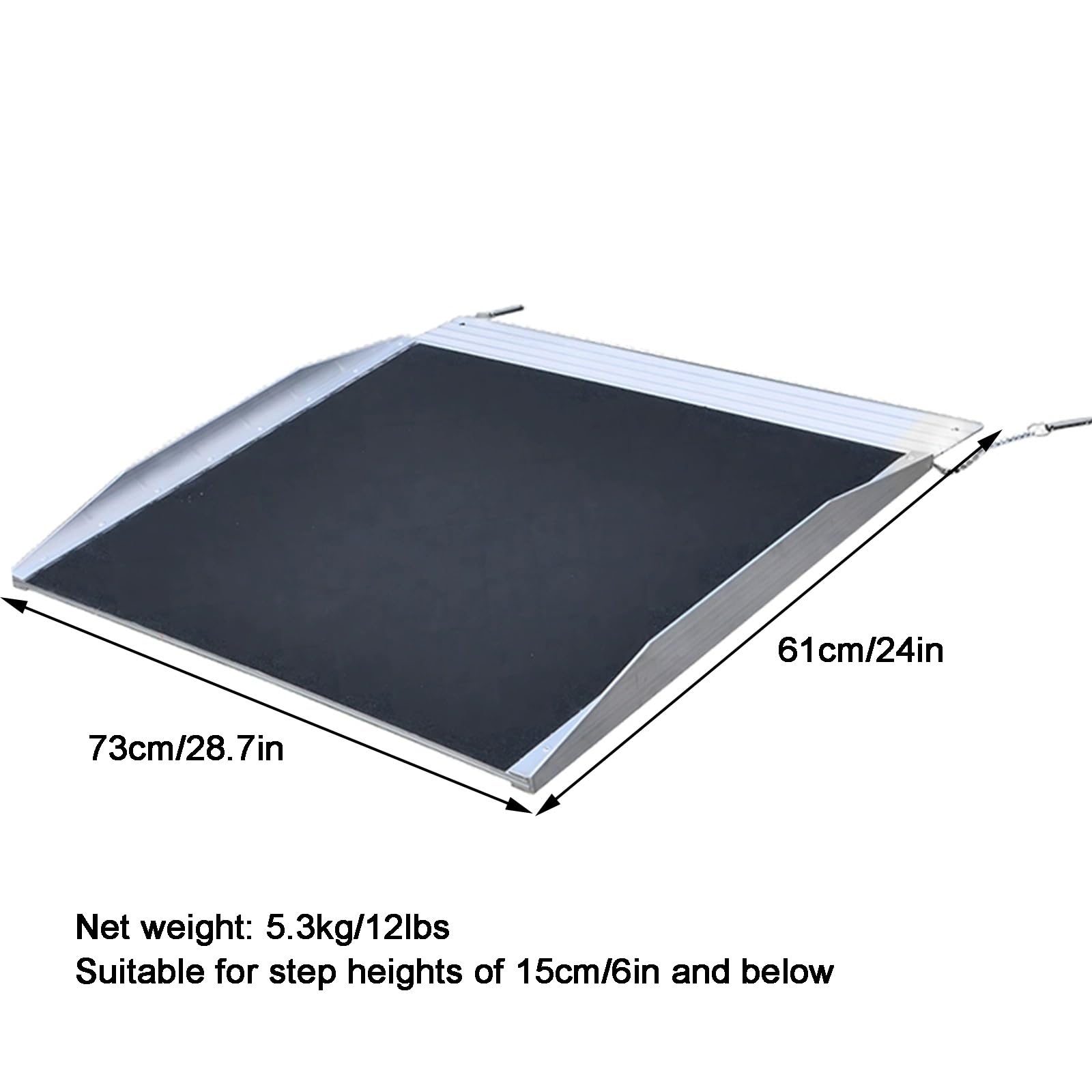 Rampas para Silla de Ruedas de Aluminio, Rampa de Transición, 73x61cm, con Asa y Hebilla, Capacidad de 300 kg, para Motocicletas, Carretillas y Sillas de Ruedas