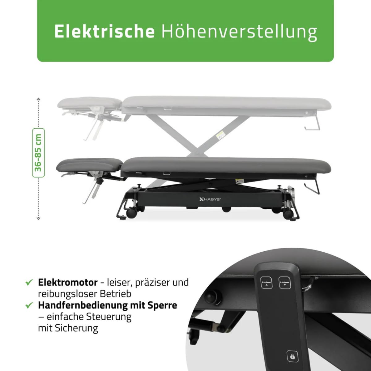 HABYS Massageliege Elektrisch 4-Segmente, Massagebank für Therapieliege | Elektrische Massageliege Höhenverstellbar 198 x 67cm, Kosmetikliege Elektrisch bis zu 200kg mit ERGO-Kissen, Evro Cross X4
