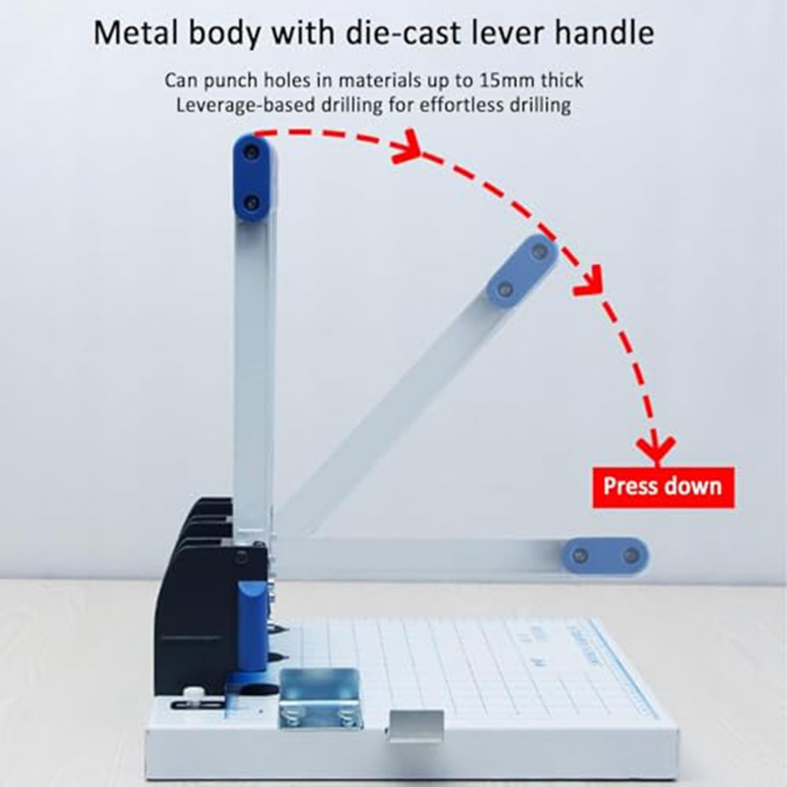 Perforatrice A4 resistente – Capacità di 150 fogli, righello di posizionamento regolabile e scatola per coriandoli, per ufficio, casa, archiviazione scolastica e organizzazione di documenti 4MM