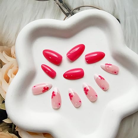 💖 Pink Summer Nails: Almond Press-Ons for a Chic French Manicure