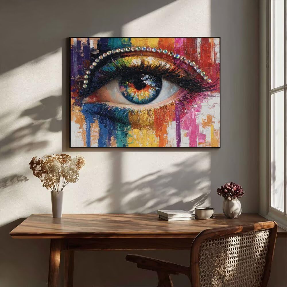 Malen Nach Zahlen Erwachsene DIY Komplettset - Hochwertige Acrylfarben & Leinwand - Entspannendes Kunsthandwerk für Anfänger & Fortgeschrittene - Ideales Home Deko - Augenfarbe Motiv (80x100cm) C-955
