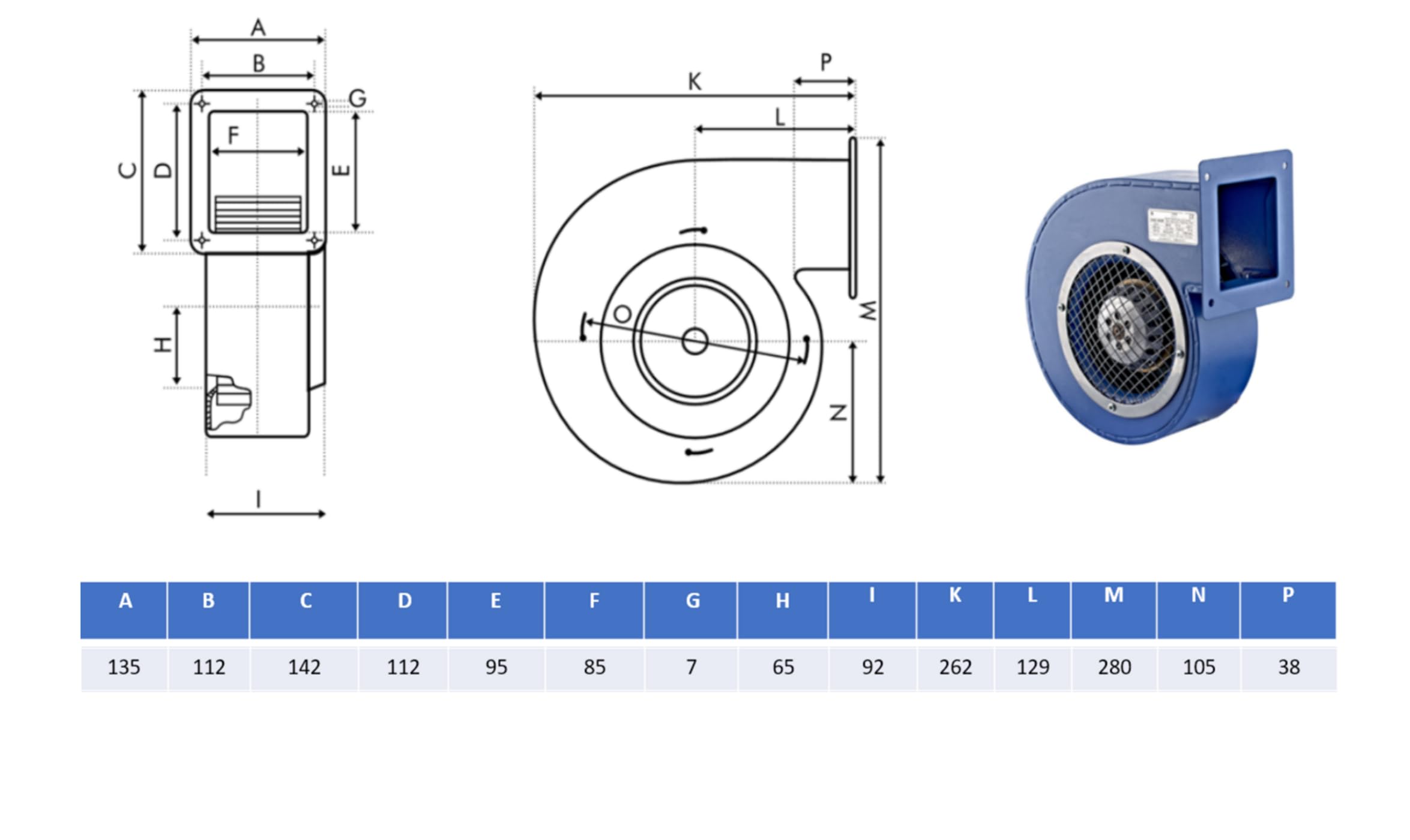 UZMAN Ventilador Radial Industrial - Soplador de Presión y Caldera de Forja - Ventiladores de Aluminio o Chapa de Acero - 230 V - 450 m³/h hasta 1150 m³/h (RV 160 ER)