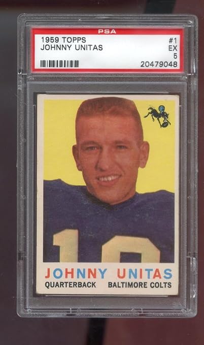 1959 Topps #1 Johnny Unitas John Unitas PSA 5 Graded Football Card NFL Baltimore Colts