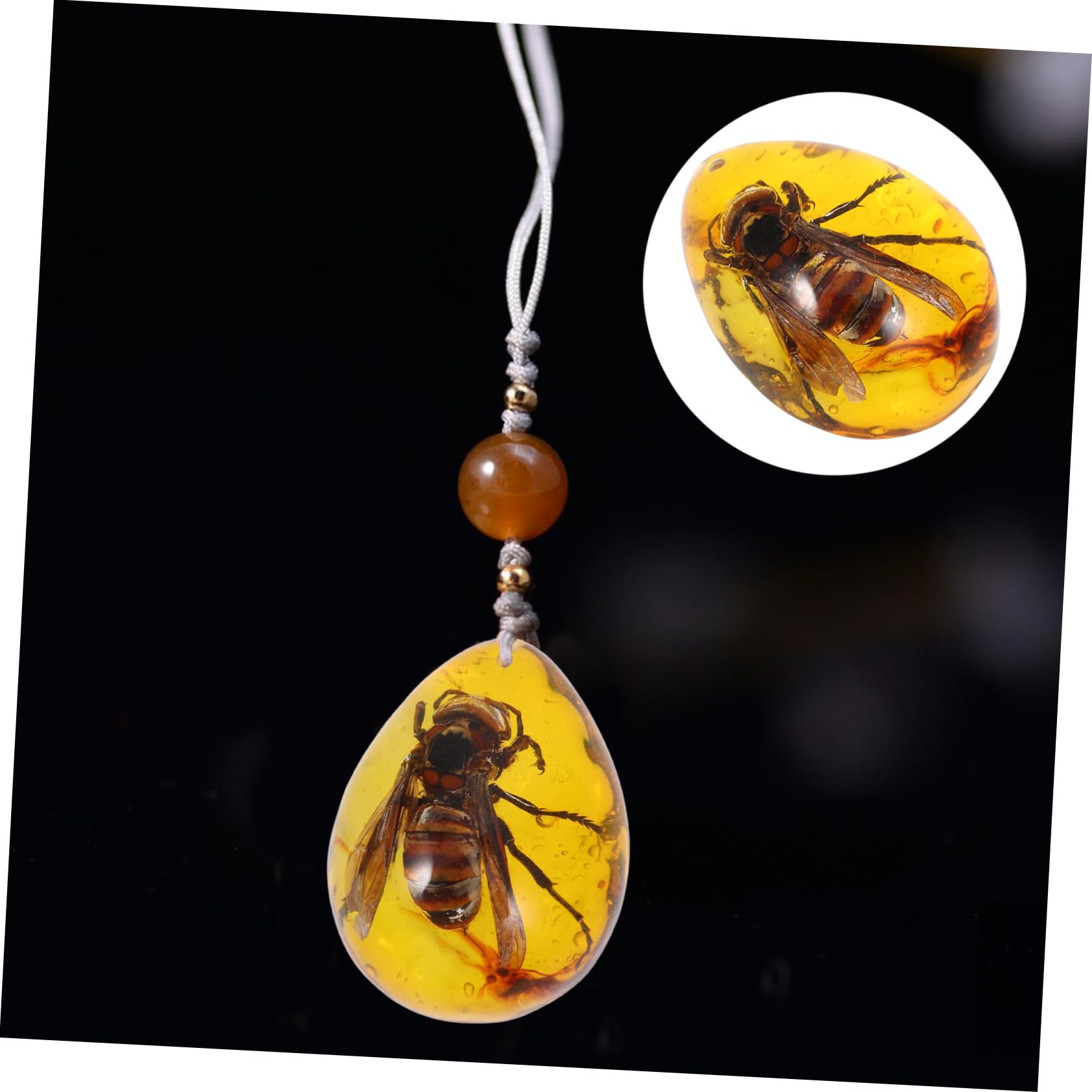 SOLUSTRE Beeswax Pendant Amber Stone Insect Amber Specimen Bee Charm Insect Amber Pendant Insect Specimen Amber Ornament Insect Amber Decoration Bee Specimen Decor Amber Pendants
