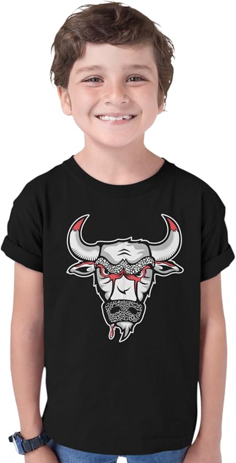 SNELOS Youth Kids Sneaker Matching Graphic T Shirt – The Bull Inspired Streetwear Tee for Boys and Girls