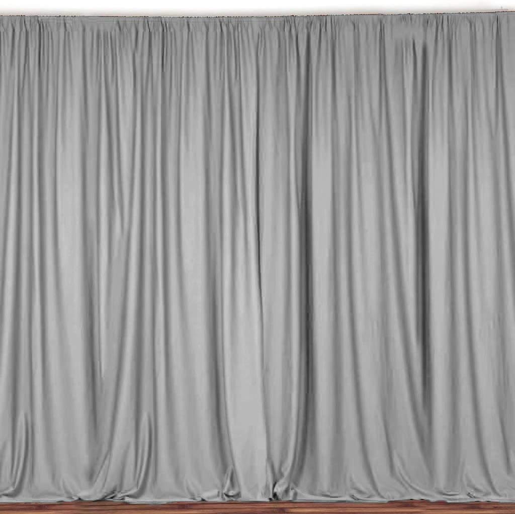 lovemyfabric 100% Polyester Window Curtain/Stage Backdrop Curtain/Photography Backdrop 58" Inch X 108" Inch (2, Silver)