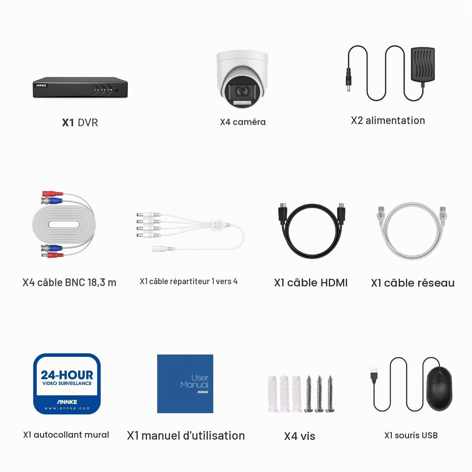 ANNKE 3K Kit Caméra Surveillance avec Fil Extérieure,4xAudio Caméra,2TB HDD | Domestique 24/7,Vision Nocturne en Couleur,3K Lite CCTV DVR 8 Canaux H.265+ avec Détection de Personne/Véhicule,IP67