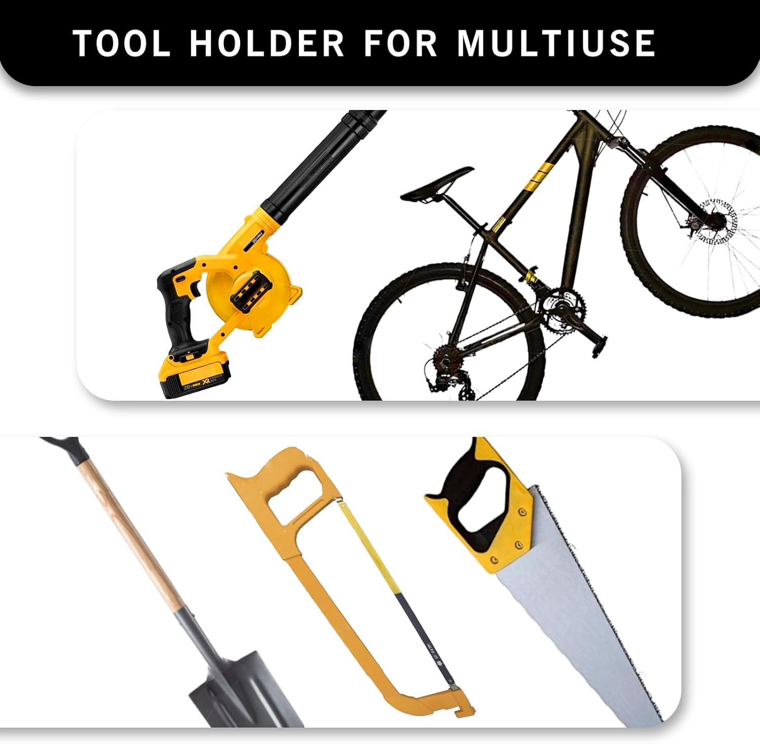 Leaf Blower Rack & Chainsaw Hanger Bundle for De-Walt, Heavy-Duty Wall Mount Tool Storage Set – DCE100B Blower Holder with Chainsaw Wall Rack for Garage, Shed & Workshop Organization