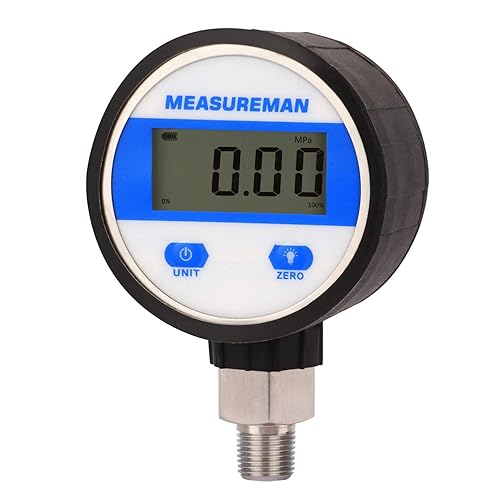 MEASUREMAN Dial de 2-12", medidor de vacío industrial digital con montaje inferior NPT de 14", caja de acero inoxidable y conexión, 15 psi, 1%,