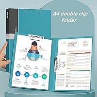 Vista 7 de Carpeta A4 sin perforaciones con abrazadera de acción de resorte, clips fuertes, carpeta de archivos para oficina, comercial, escuela, documentos