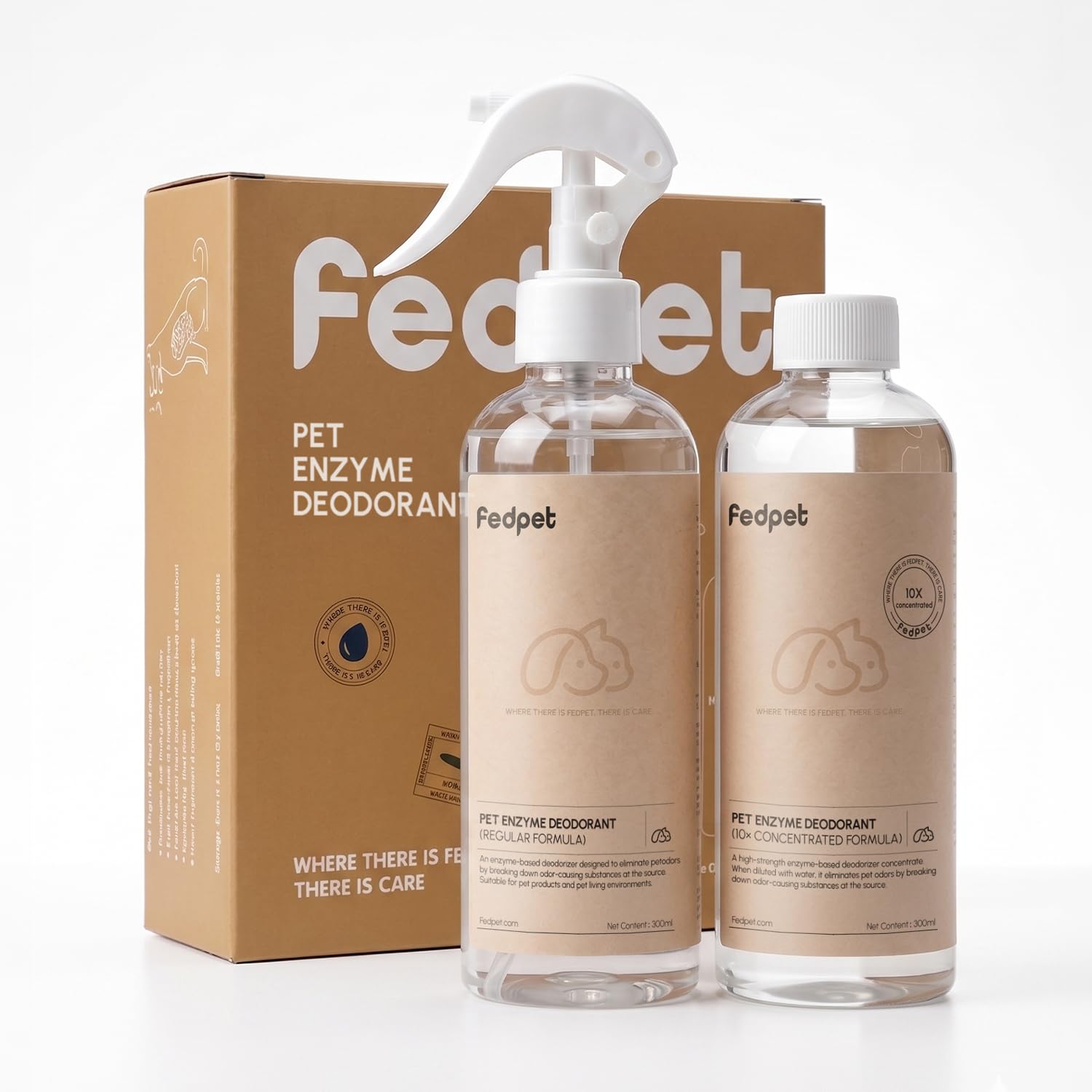 FEDPET Pet Odor Eliminator Spray & 10X Concentrate Kit - Makes 110oz Total