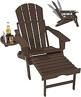 Vista 39 de FOOWIN Adirondack - Silla Adirondack con otomana retráctil, silla Adirondack plegable ajustable de polietileno de alta densidad con bandejas 4 en 1