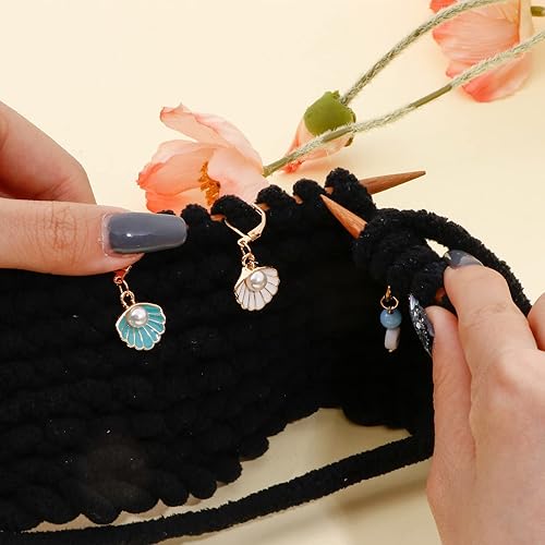 Miniatura 2 de 9 marcadores de punto de número de perlas para tejer y tejer a ganchillo, números esmaltados, marcadores de punto de ganchillo de perlas, marcadores