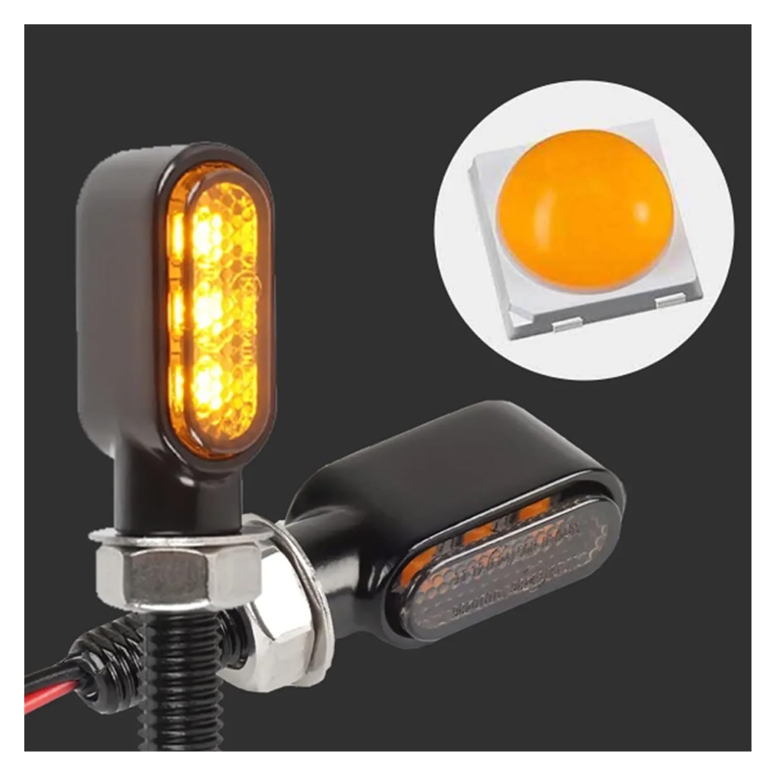 Luci Direzione Moto Accessori Moto Universali Metallo LED Mini Indicatore Di Direzione Ambra DRL Lampeggiante 2 Fili 12V Affumicato Per M8