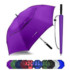 Baraida Golf Umbrella Large 62/68/72 Inch, Extra Large Oversize Double Canopy Vented Windproof Waterproof Umbrella, Automatic Open Golf Umbrella for Men and Women and Family.(72 Inch,Purple)