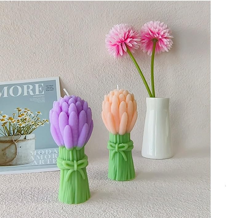 Image of Exquisite Lavender - Shaped Scented Candle: Hand - Poured, Premium Wax, Soothing Fragrance, Ideal Gift for Special Occasions, Enhances Home Aesthetic