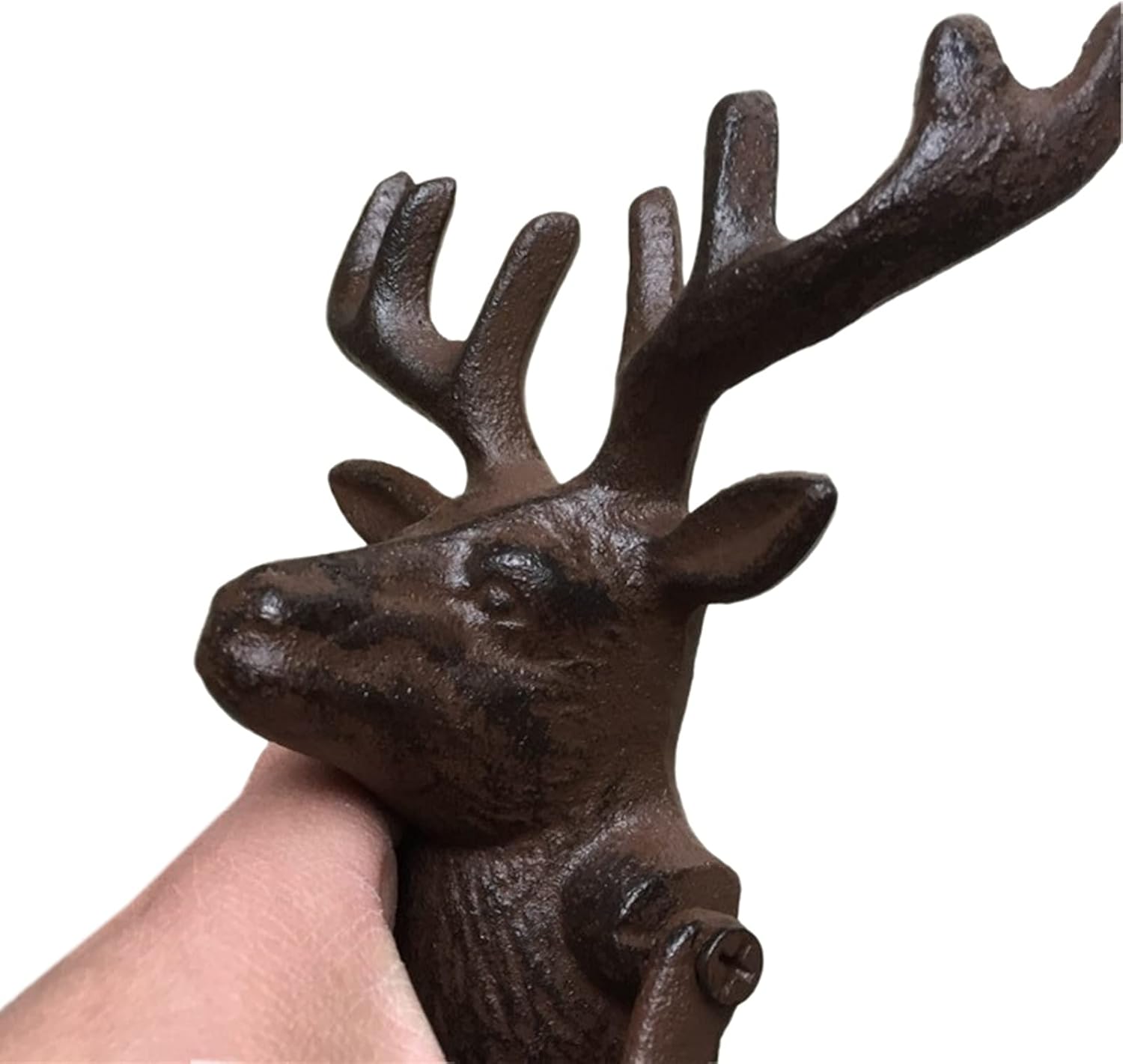 JYDQM Door Knocker Vintage Front Door Home Decorative Retro Deer Head Door Knocker,Entrance Door Decoration,Metal Ornament,Small Cast Iron Gate Handle for Metal Door,Cabin and Furniture, YWCG2003647