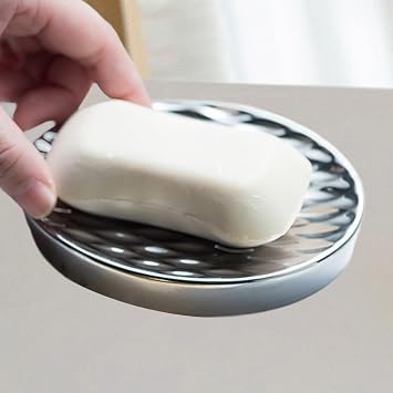 Soap Holder Ceramic Modern Multipurpose Shower Soap Bar Tray for Bathroom Bathtub Countertop Sink Kitchen, Argent
