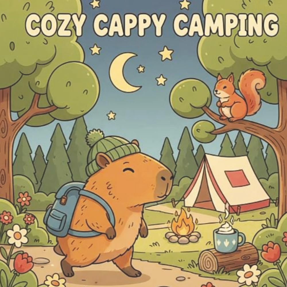 Cozy Cappy Camping: Coloring Book for Adults and Teens and Kids, Bold and Easy Cute Designs, Cute Capybara (Cozy Cappy Adventures)