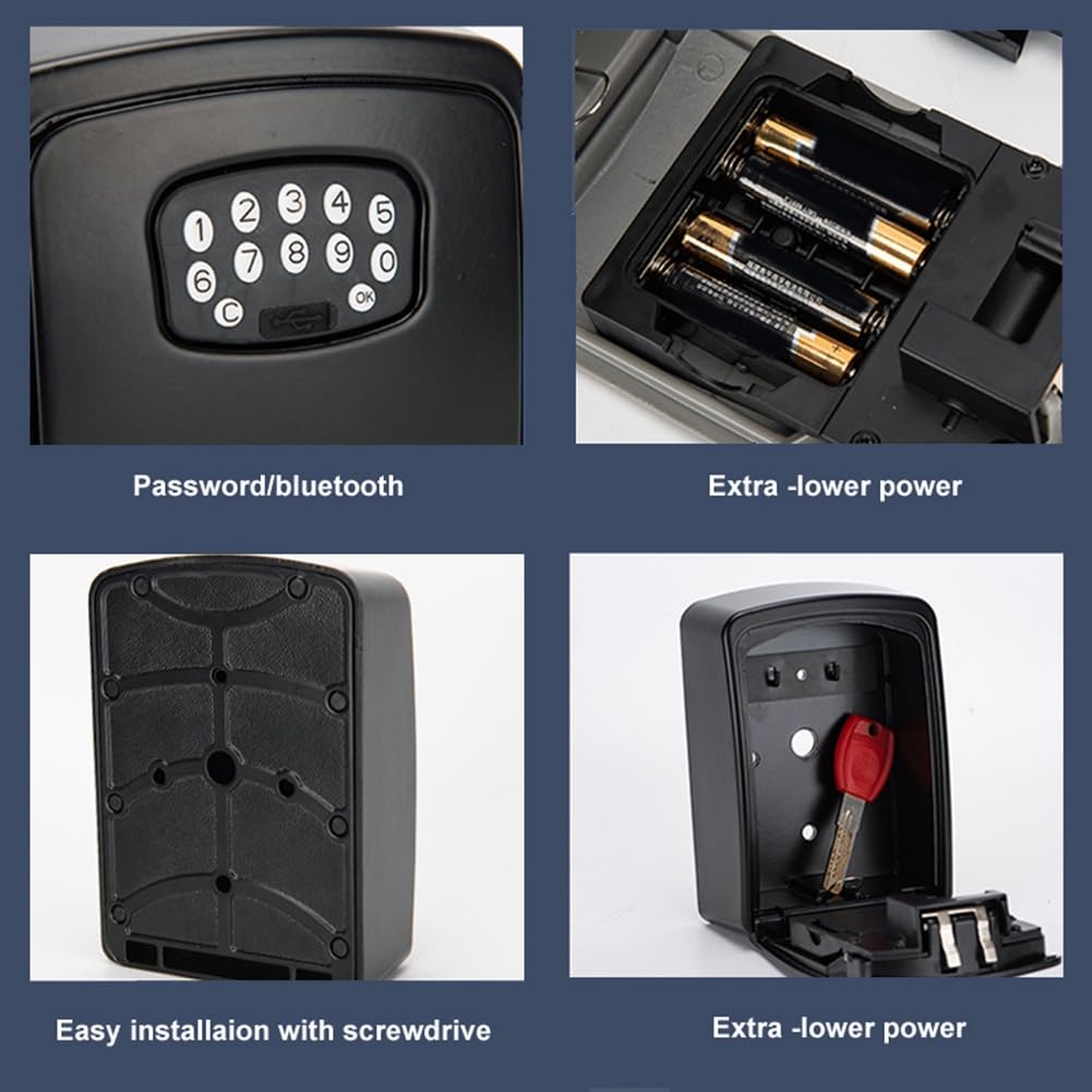 TUYA Smart Key Box BoîTe de Verrouillage de Stockage Bluetooth Smart Life App Support Mural SéCurité Antivol Lockbox-Mot de Passe