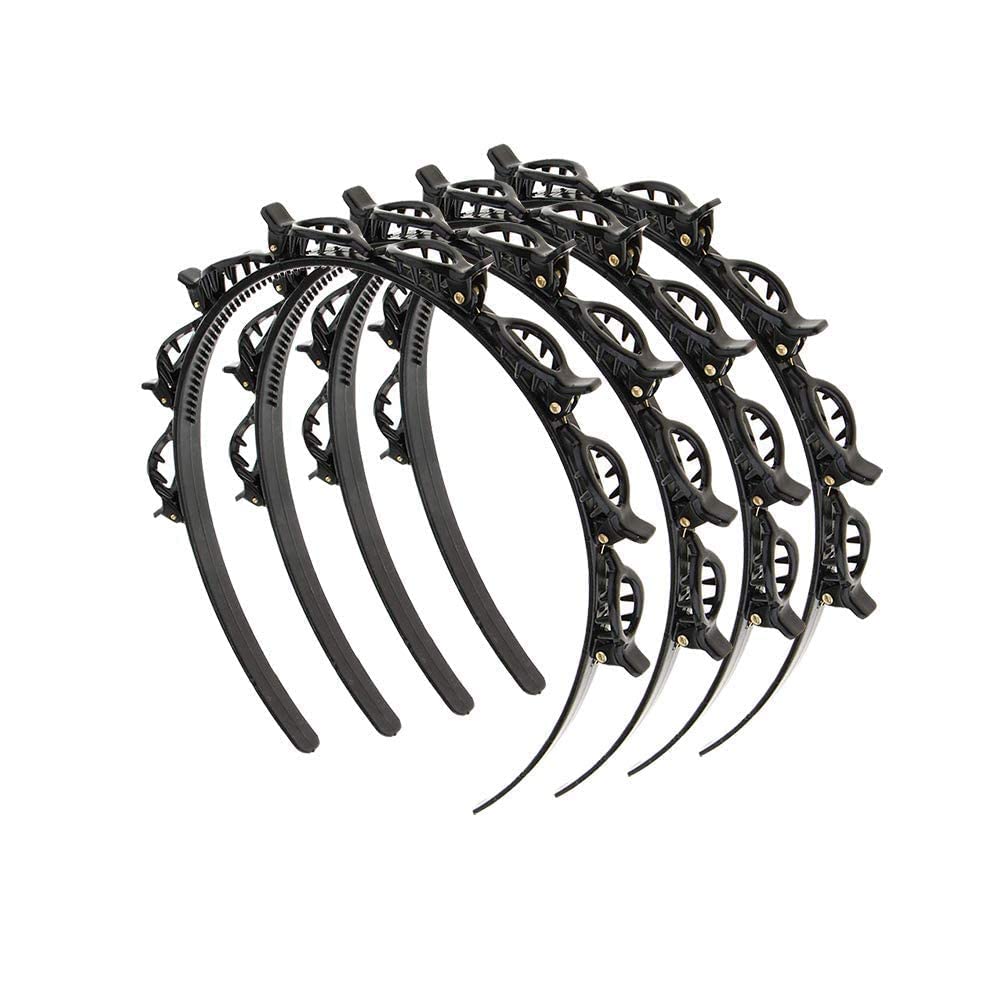 brenzafab 4 Pcs Twist Hairband | Trunk Plastic Hair Band | Trending Trunks Headbands Plastic And Resin Hair Twister | Hairstyle Braid Tool | Alligator Clips Korean Style Hairband With Teeth Comb For Girls And Women Hairpin (Black)-picture-18