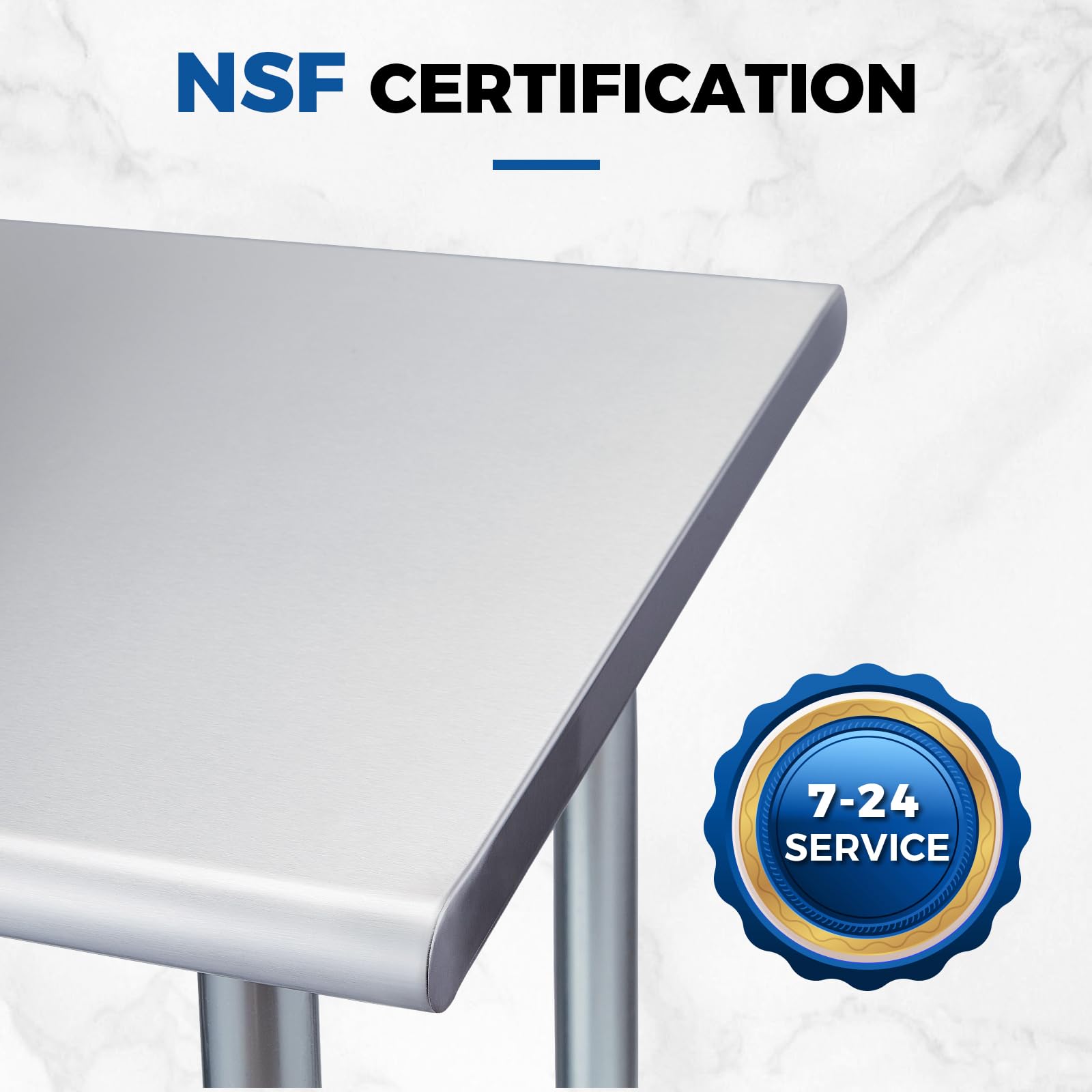 Profeeshaw Mesa de preparación de acero inoxidable NSF Comercial mesa de trabajo con salpicaduras y estante inferior para cocina restaurante