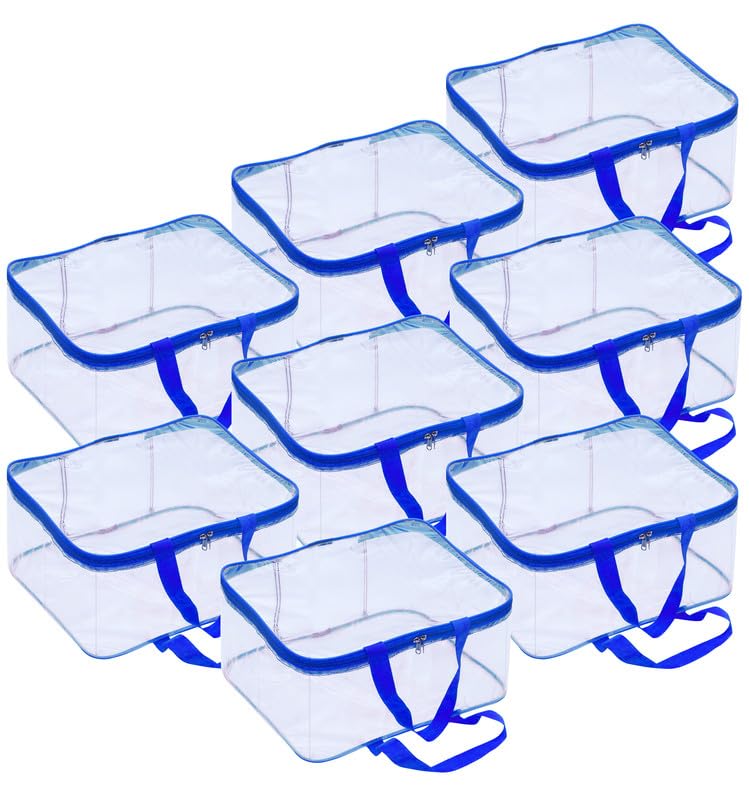 Fancy Walas Presents Multipurpose Transparent Storage Bag for Clothes PVC Packing Organizer for Sarees Clothes Cover Blanket Cover (BLUE, PACK OF 8)-image-15
