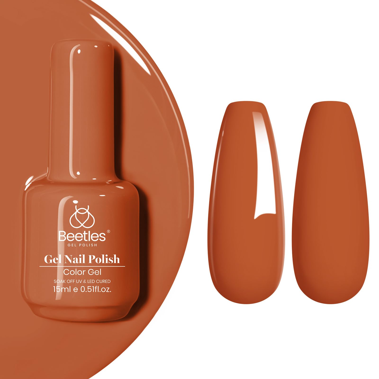 Beetles Orange Gel Nail Polish - 15ml Burnt Orange Dark Orange | Vibrant Color for Manicures - main product image