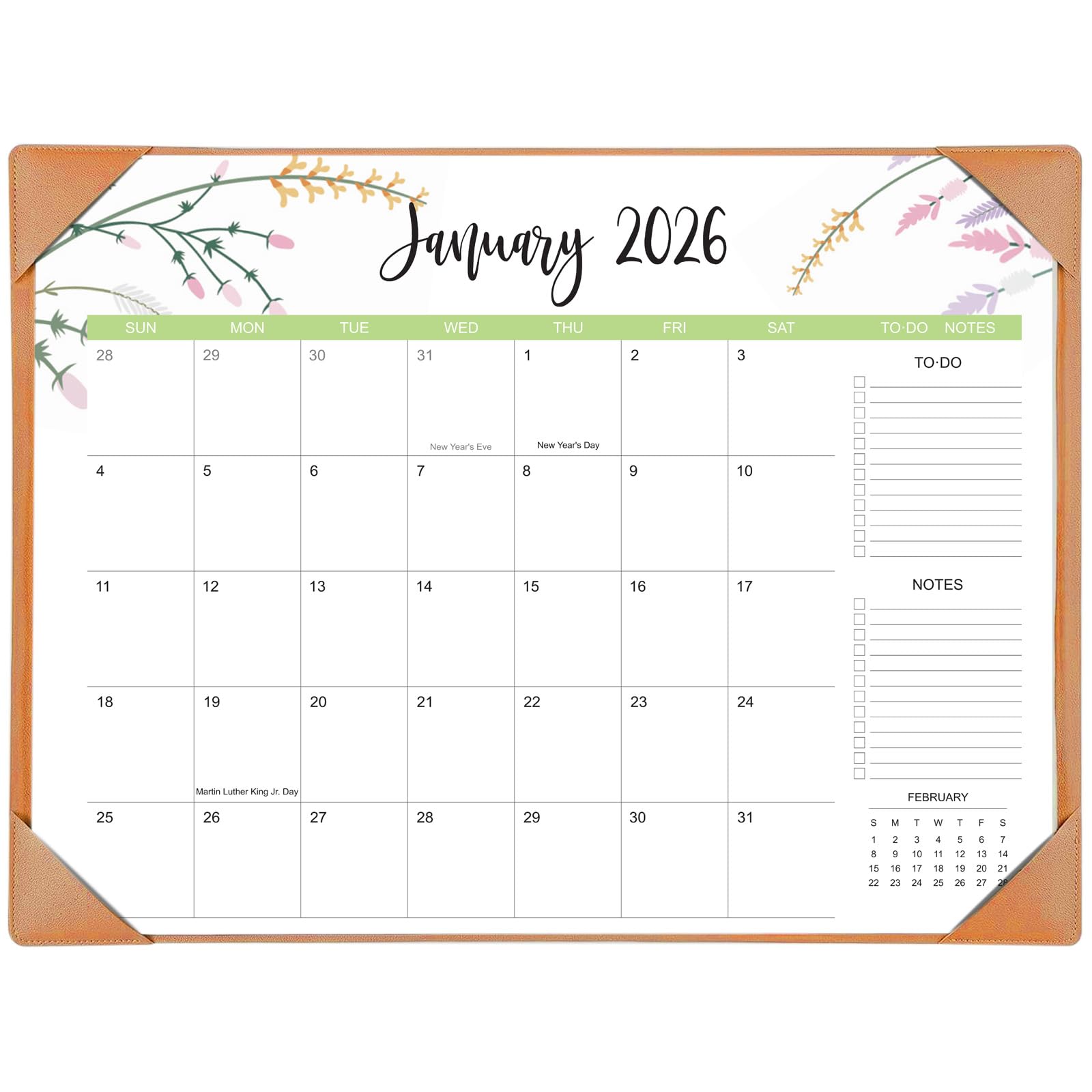 Desk Calendar 2026-2027 with Desk Mat – 22" x 17" Large Desk Pad Calendar Runs from January 2026 to June 2027, Floral Design Desktop Calendar with