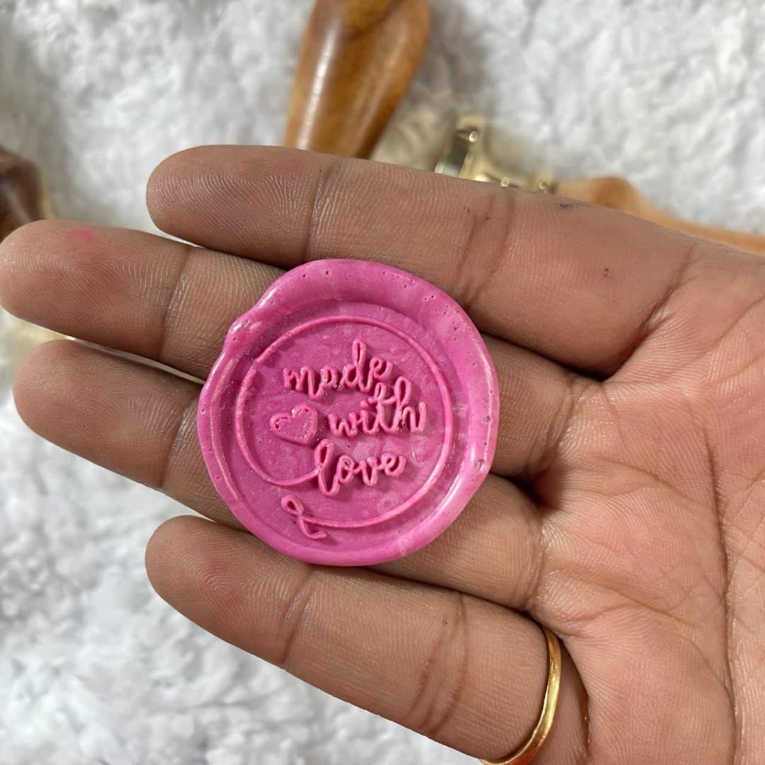 Curated Cart Wax Seal Stamp Kit - Made-With-Love Monogram, Classic Brass Head & Plastic Handle, Includes Gift Box - Perfect for Wedding Invitations, Letters, Envelopes & Craft Cards 3