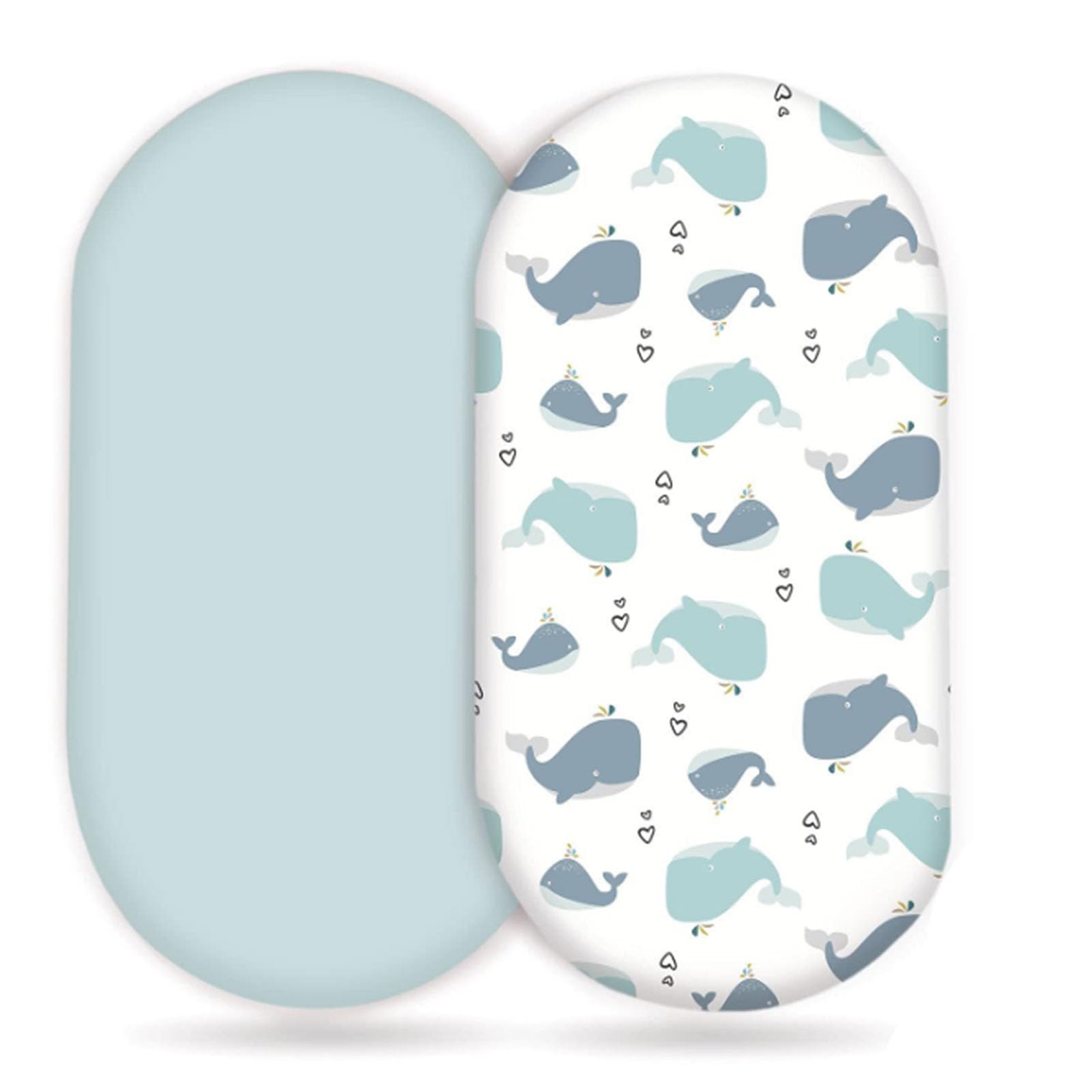 Oaygat 2 Pack Moses Basket Fitted Sheets Newborn Pram Sheets Fitted Baby Bassinet Fitted Sheet Baby Bassinet Sheet Cozy and Breathable Crib Sheet for Boy and Girl Oval, Hourglass & Rectangle Bassinet