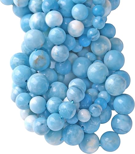Miniatura 2 de 36 cuentas de cristal de larimar azul natural de 0.394 pulgadas para hacer joyas y pulseras