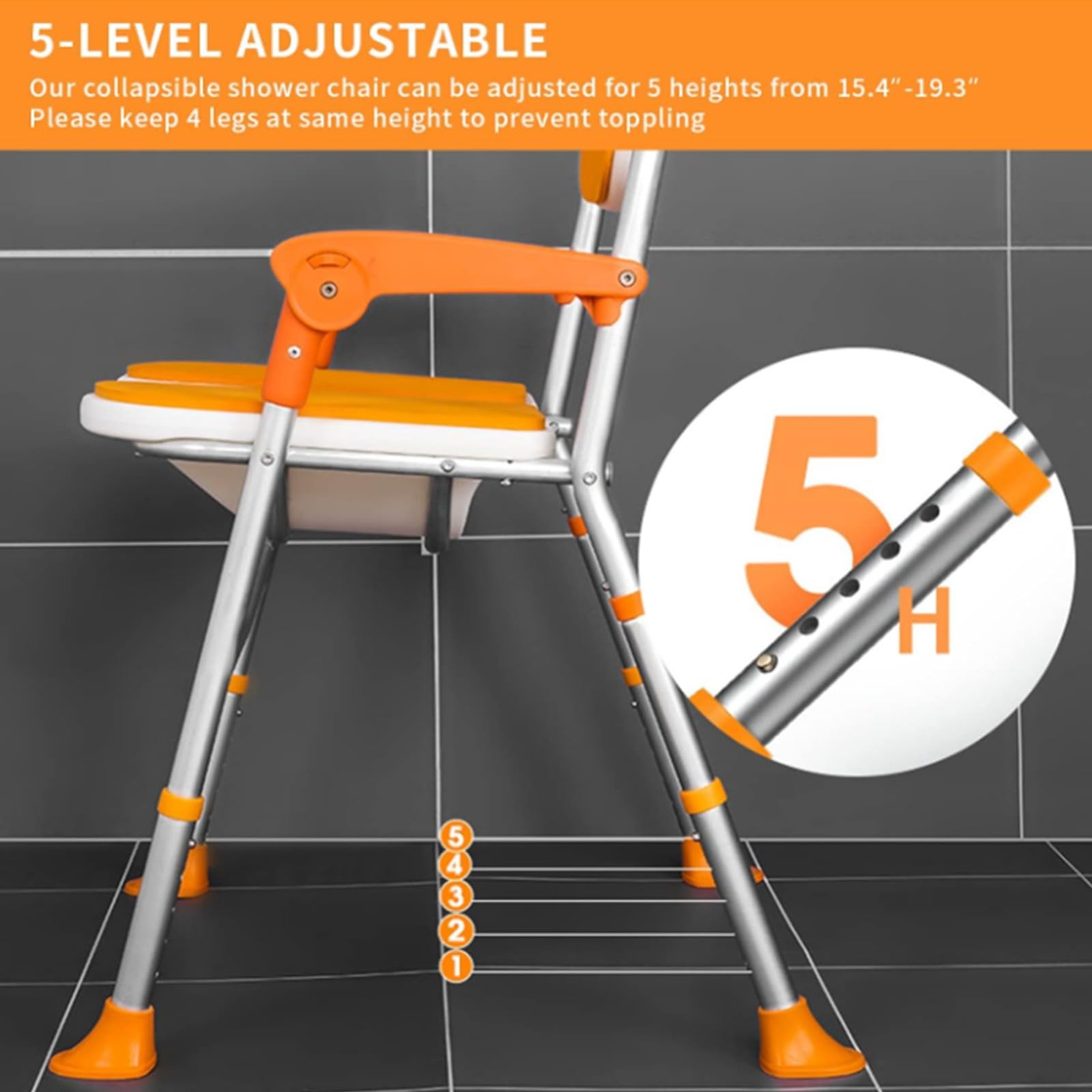 MRKU Silla de bañera Resistente con apoyabrazos y Respaldo para Personas Mayores, discapacitadas, Embarazadas y Personas Mayores. Asiento de Ducha Mejorado en Forma de U Que soporta hasta 400 Libras.