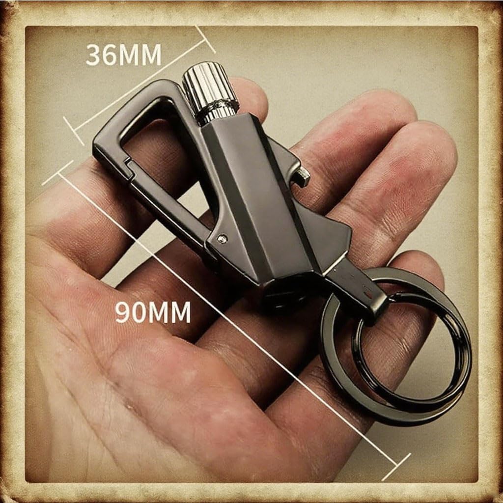 Multitool Permanent Match Lighter with Keychain Bottle Opener,Reusable Waterproof for Camping Grill,Gift for Men(2pack c)