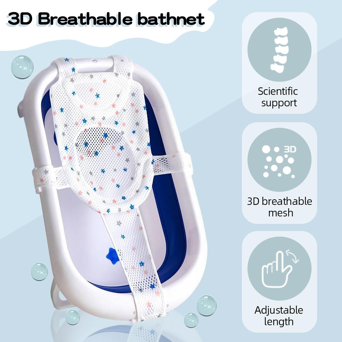 Supporto Per Bagnetto Neonato Regolabile - Cuscino Rete Con Fibbie Di Sicurezza, Rosa - Foto 6