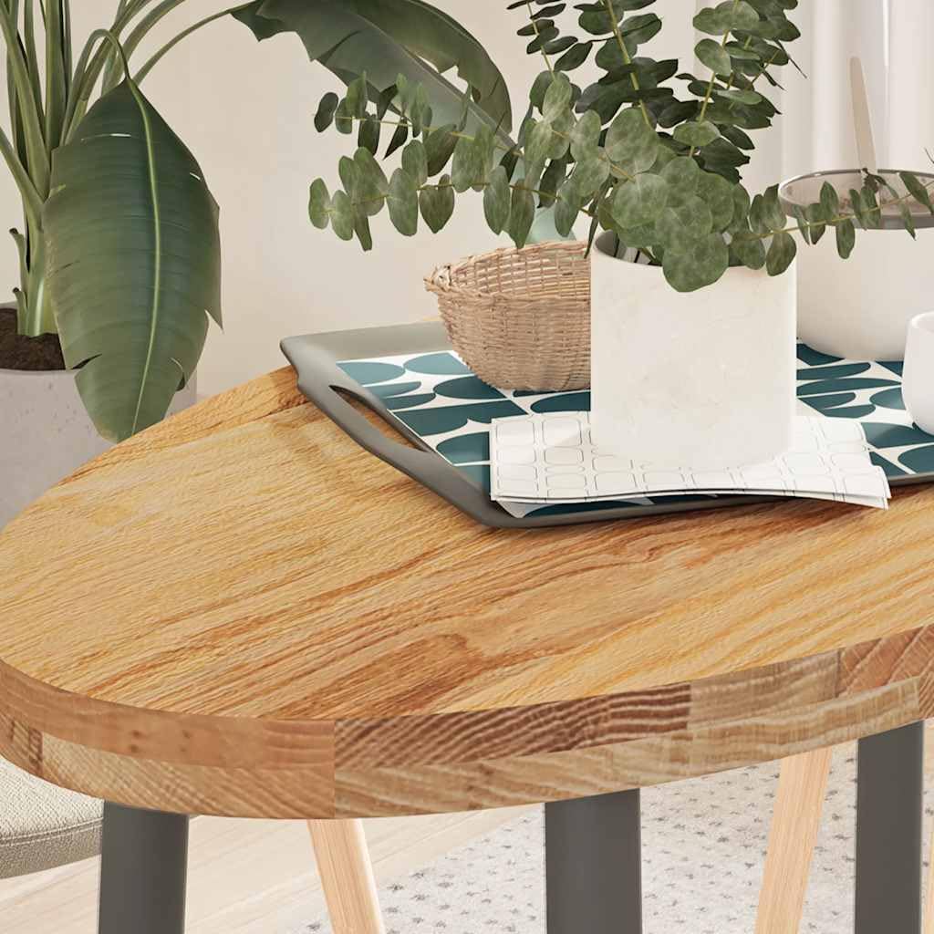 Plateau de table ovale en chêne massif - 100 x 50 x 4 cm - Marron clair - Plateau de table à manger en bois massif - Utilisation polyvalente comme table basse ou table d'appoint - Surface