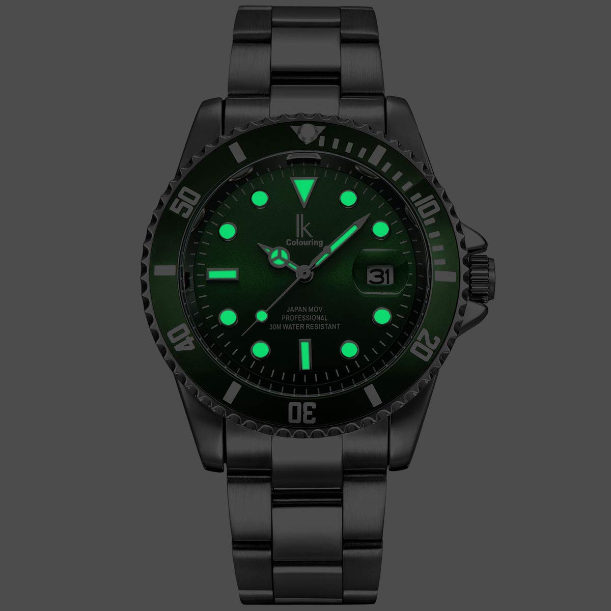 Alienwork IK Orologio Uomo Donna Calendario Cinturino in Metallo