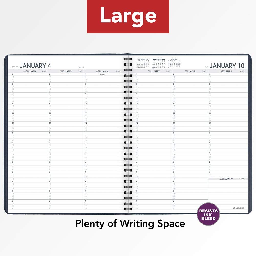 AT-A-GLANCE, agenda settimanale per appuntamenti 2021, 20,6 x 28 cm, grande, blu navy (709502021)