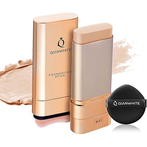 Foundation Stick Waterproof Natural Nude Makeup, Full Coverage Korean Makeup Skin Tint With Brush for All Skin(IVORY,0.7 Oz / 20g)
