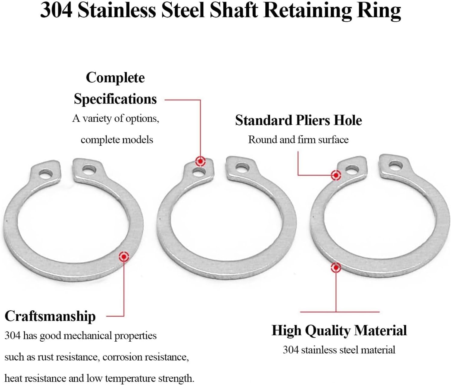 Retaining Rings C Clips 30 Pcs External Circlips, 304 Stainless Steel Sliver Tone Retaining Shaft Snap Clip 7.4mm-94.4mm Suitable for Bearings(70mm)