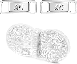 YLOKO Flat Shoelaces for Air Force 1 Sneakers with AF1 Charms, 47-54” Original White Shoe Laces for Airforce 1 Men Women