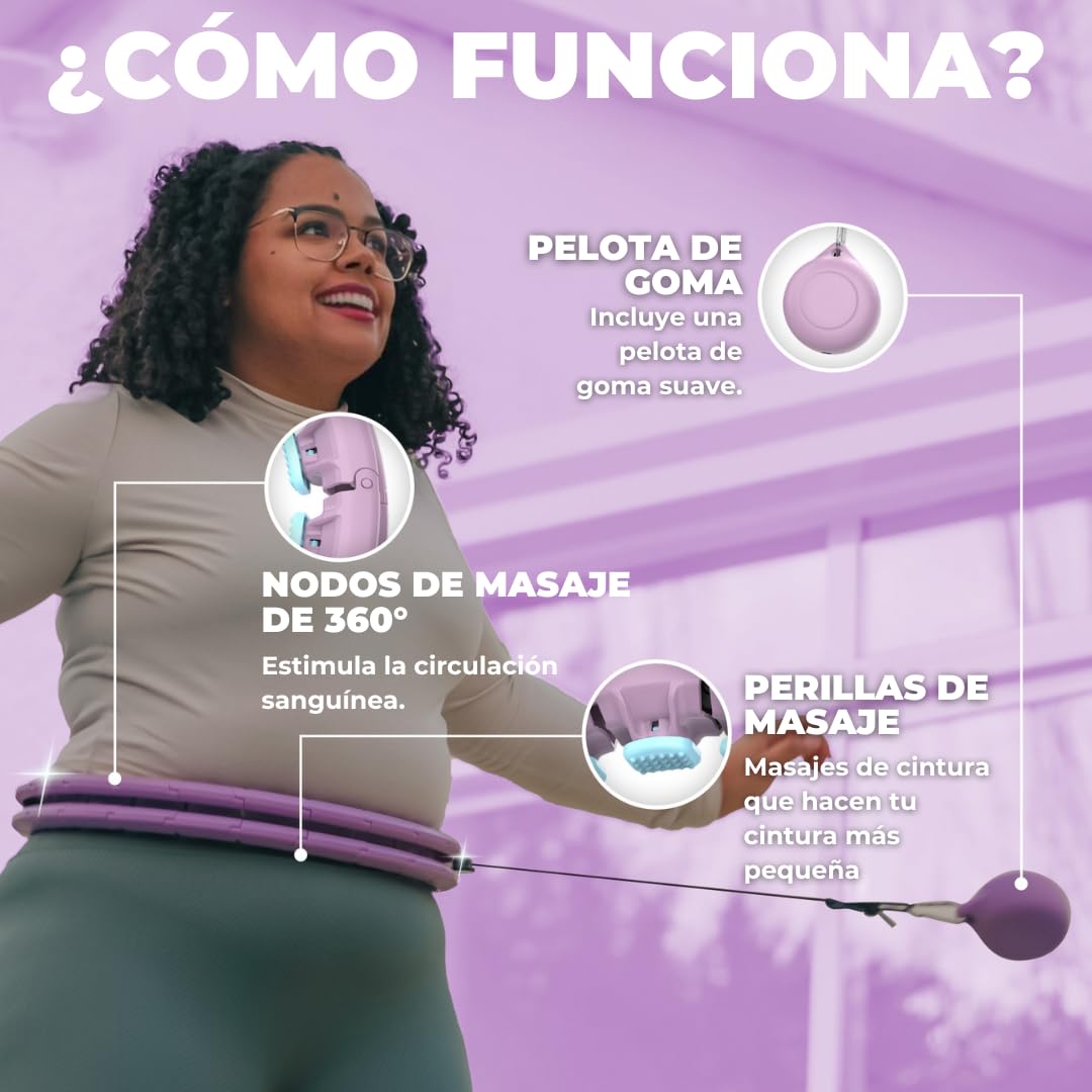 Swiss Activa+ Smart Hula Hoop con Contador Que Nunca se Cae - Hula Hoop Inteligente Fitness con Peso y Masaje Circular - Tamaño Ajustable, Ideal para Adultos Niños y Principiantes