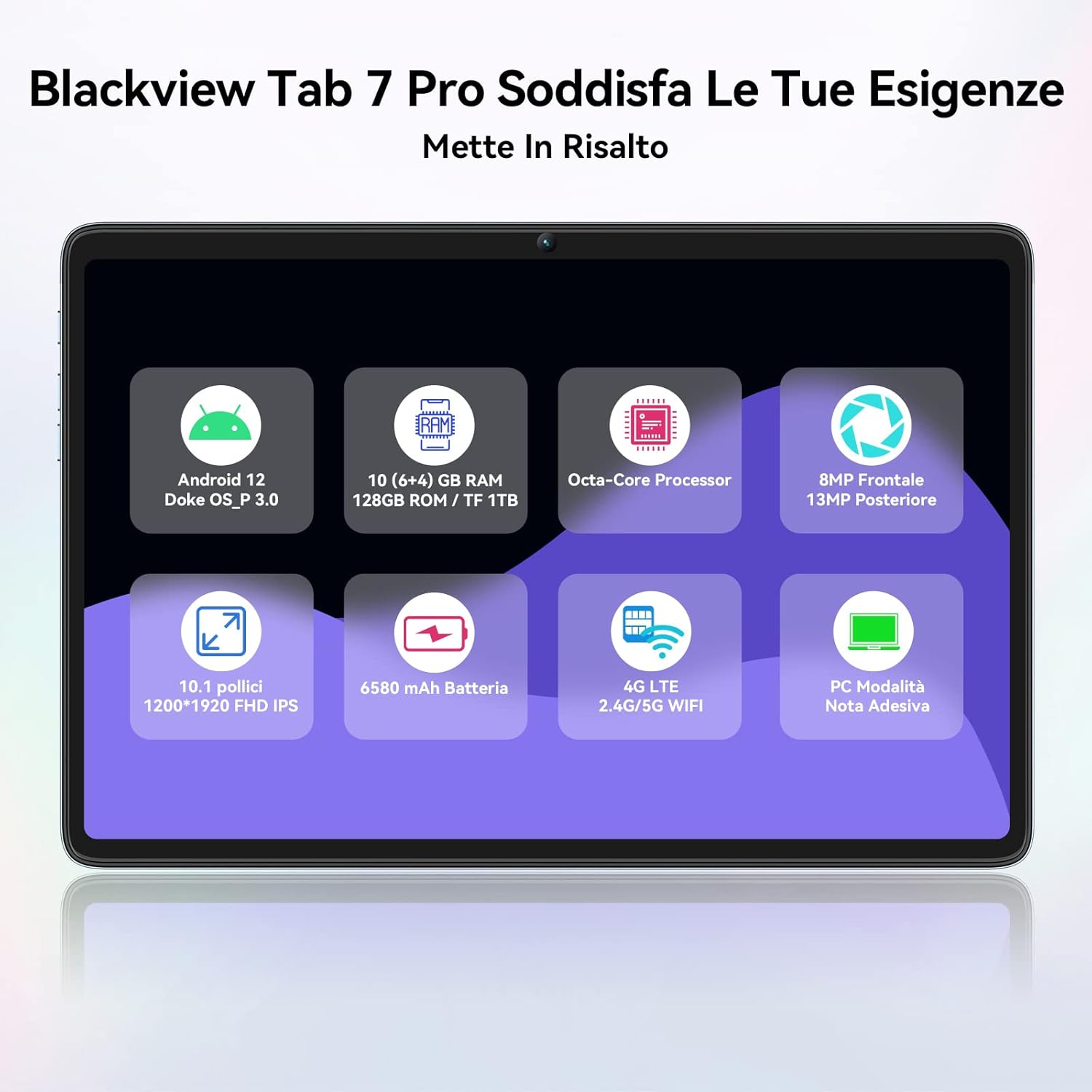 Blackview Tab 7 Pro Tablet 10 Pollici Android Tablet 4G LTE 128GB(TF 1TB), Octa-Core, 5G WiFi, 6580mAh,13MP+8MP, 1920 * 1200 FHD+, Tablet PC Dual SIM/OTG/GPS/BT5/Type C/3.5mm Headphone Jack Blackview Tab 7 Pro Tablet 10 Pollici Android Tablet 4G LTE 128GB(TF 1TB), Octa-Core, 5G WiFi, 6580mAh,13MP+8MP, 1920 * 1200 FHD+, Tablet PC Dual SIM/OTG/GPS/BT5/Type C/3.5mm Headphone Jack