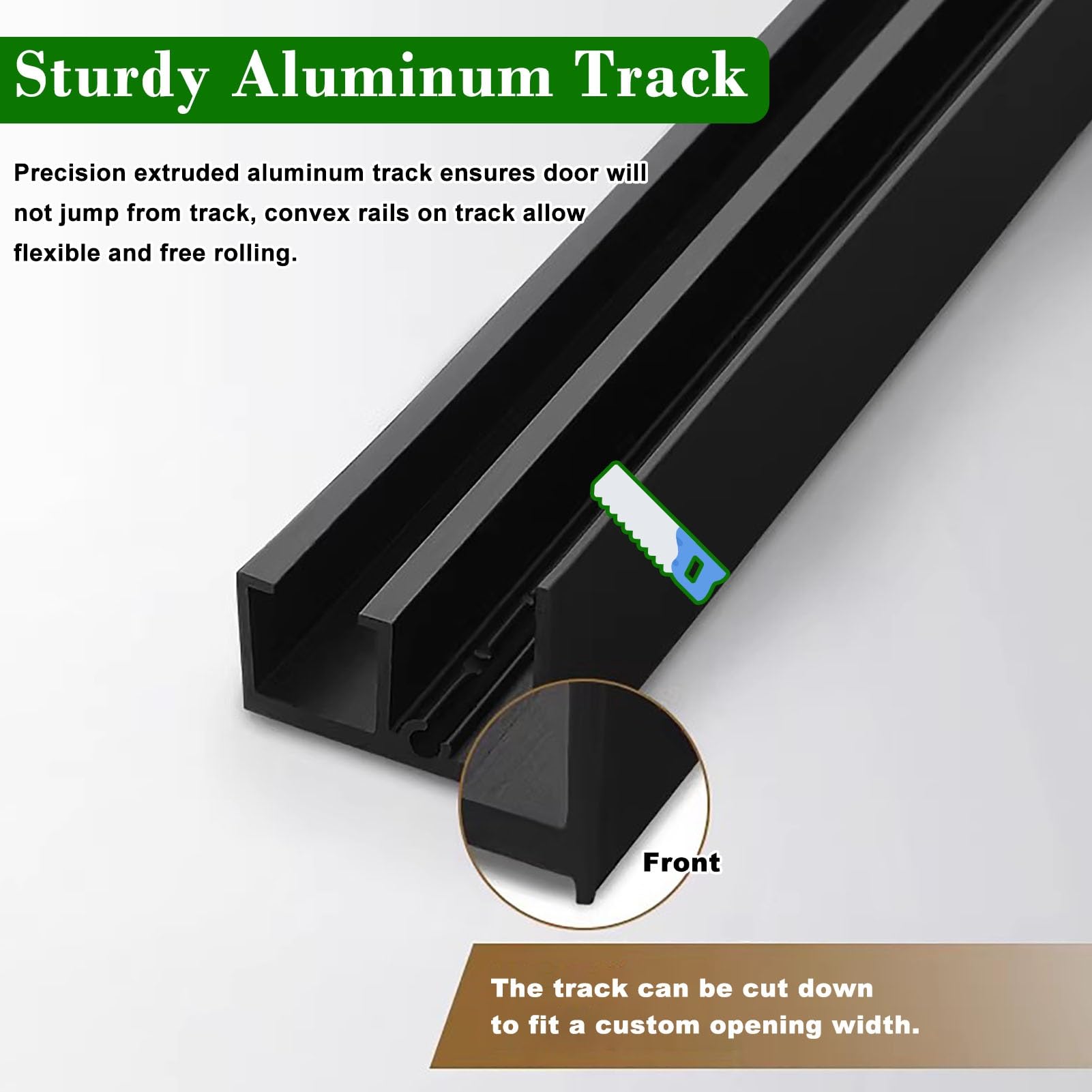 Kit Puerta Corredera Herrajes para Puerta Corredera Invisible Sin Riel, Riel Oculto con Cierre Suave para Efecto de Puerta Flotante, Riel de Puerta de Aluminio Negro(72cm(28.3in))
