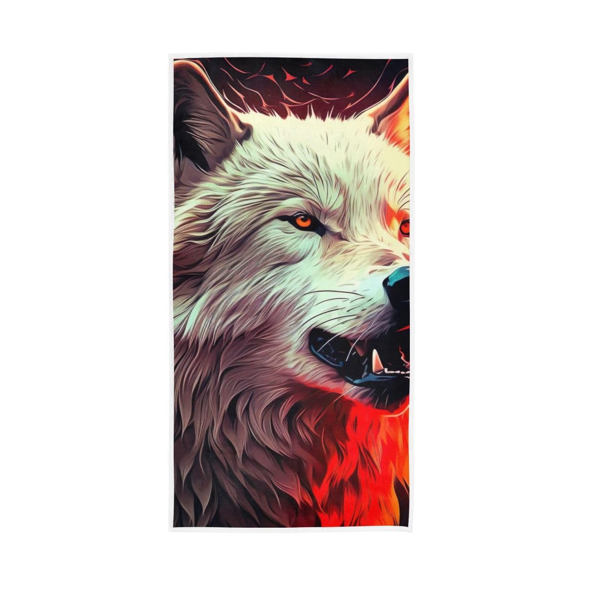 HUYGD Wolf Red Night Hand Towel, Multipurpose Cotton Hand Towels for Hand, Face, Hair, Bath 15 x 30 Inches